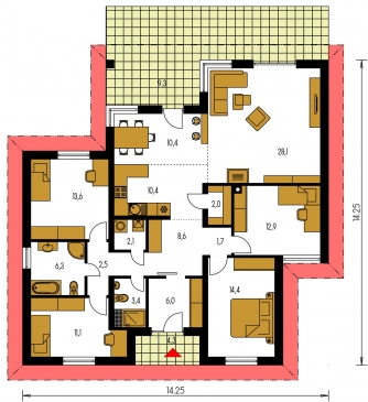 Grundriss des Erdgeschosses - BUNGALOW 124